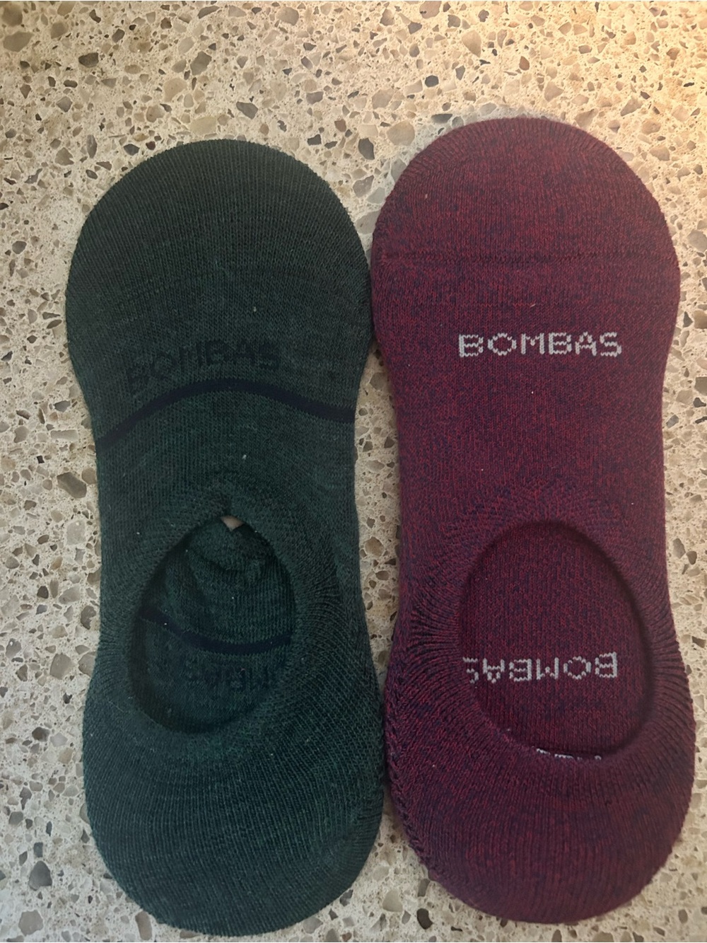 Bombas Low-Cut Socks in Forest Green & Burgundy